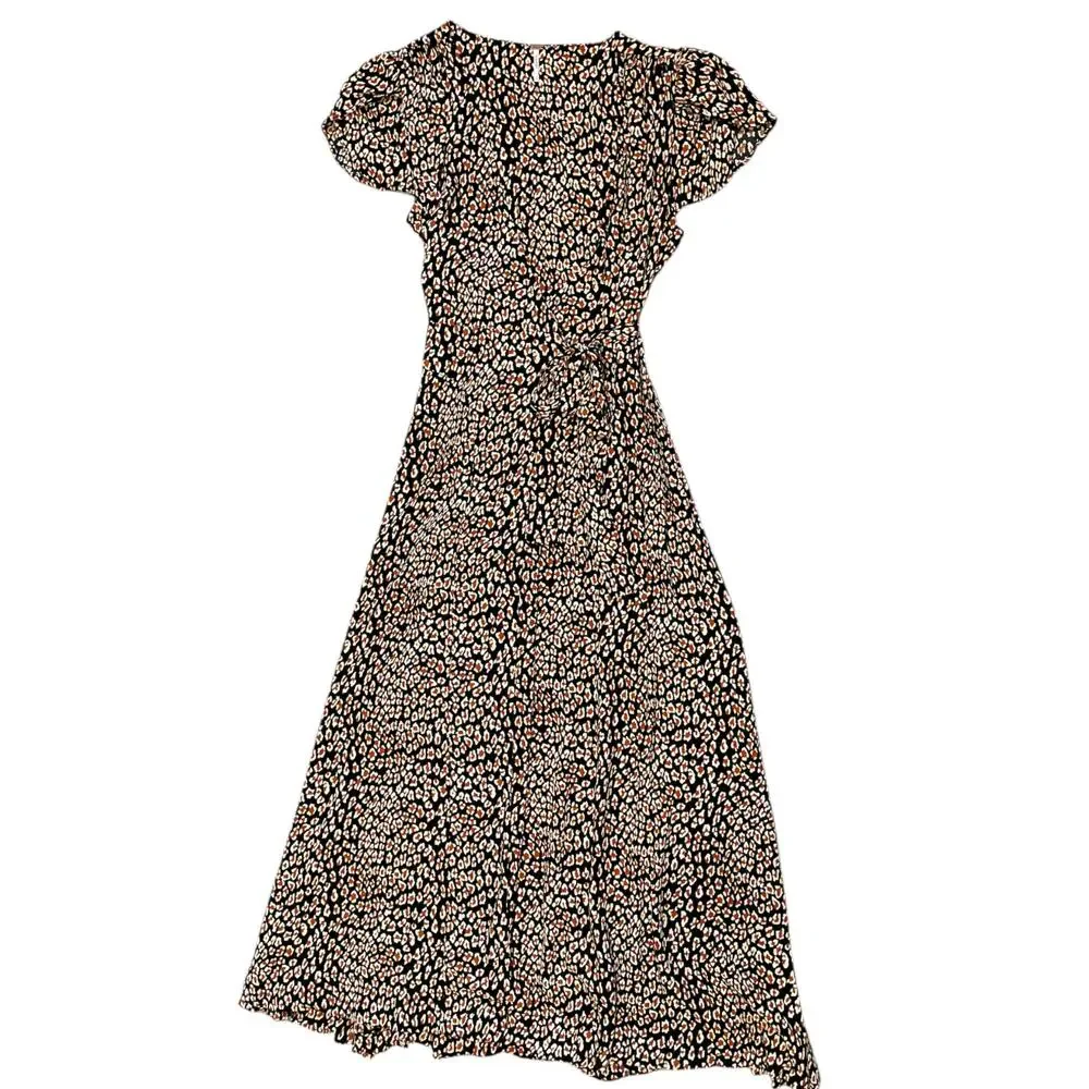 Free People Jess Wrap Dress Floral Midi Surplice Boho Small - Picture 3 of 12